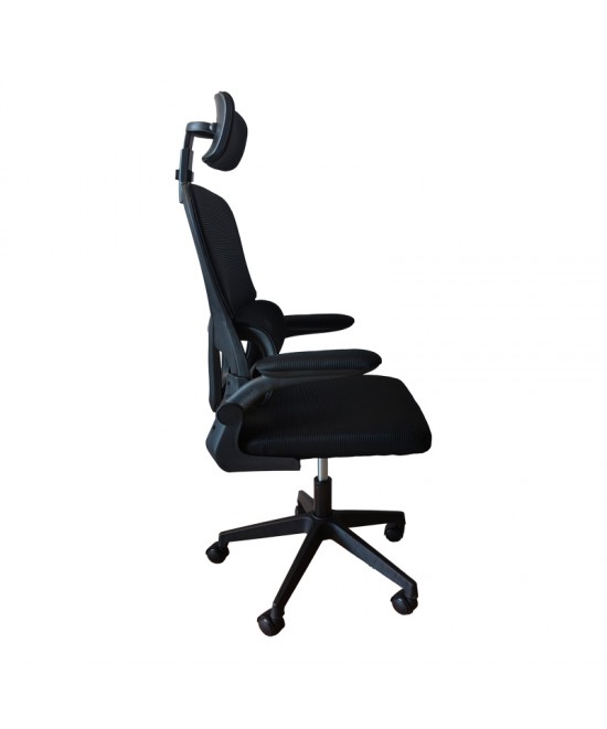 Καρέκλα γραφείου Recko pakoworld ύφασμα mesh σε μαύρη απόχρωση 56x62x116-125εκ