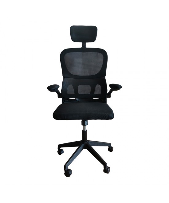 Καρέκλα γραφείου Recko pakoworld ύφασμα mesh σε μαύρη απόχρωση 56x62x116-125εκ