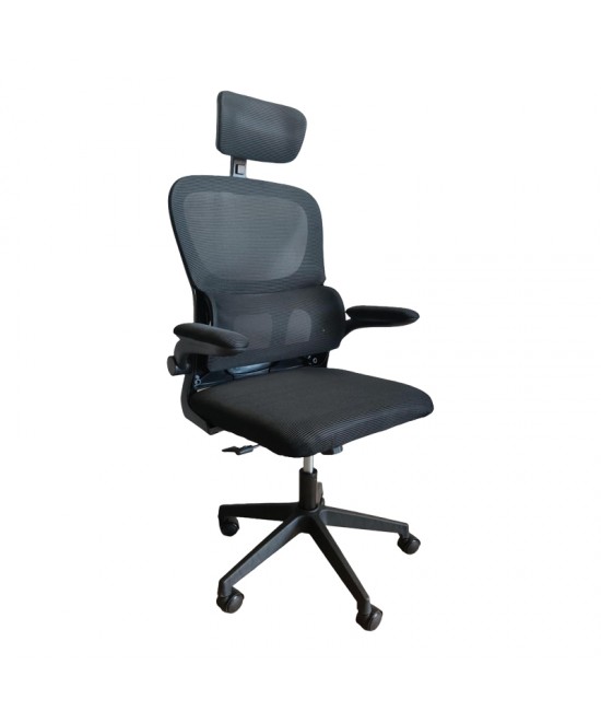 Καρέκλα γραφείου Recko pakoworld ύφασμα mesh σε μαύρη απόχρωση 56x62x116-125εκ