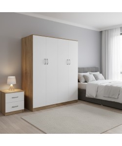 Ντουλάπα τετράφυλλη Lego Ι pakoworld sonoma-λευκό 160x42x180εκ