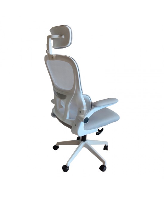 Καρέκλα γραφείου Recko pakoworld ύφασμα mesh σε γκρι απόχρωση 56x62x116-125εκ