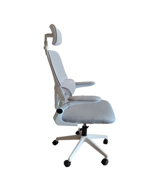 Καρέκλα γραφείου Recko pakoworld ύφασμα mesh σε γκρι απόχρωση 56x62x116-125εκ