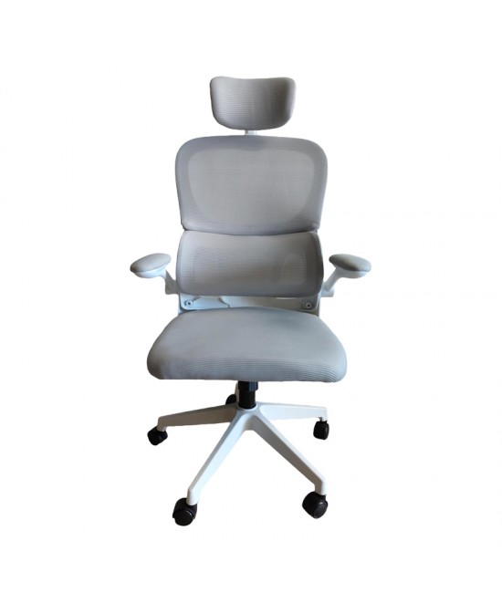 Καρέκλα γραφείου Recko pakoworld ύφασμα mesh σε γκρι απόχρωση 56x62x116-125εκ