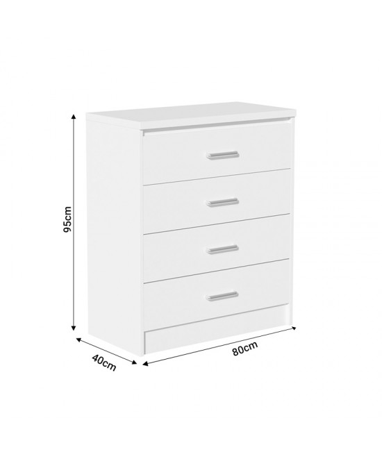 Σετ Κρεβατοκάμαρας Olympus White με Κρεβάτι 140x200εκ Σετ 4τεμ