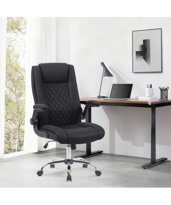 Καρέκλα γραφείου διευθυντη Kesla pakoworld PES μαύρo 65x65x113-121εκ