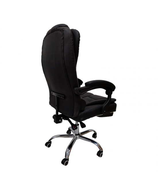 Καρέκλα γραφείου διευθυντή με υποπόδιο Worko pakoworld pu σε μαύρη απόχρωση 66x62x113-121εκ