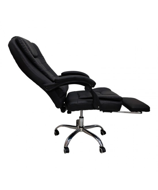 Καρέκλα γραφείου διευθυντή με υποπόδιο Worko pakoworld pu σε μαύρη απόχρωση 66x62x113-121εκ