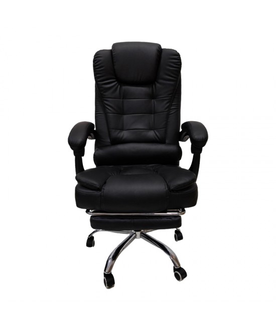 Καρέκλα γραφείου διευθυντή με υποπόδιο Worko pakoworld pu σε μαύρη απόχρωση 66x62x113-121εκ