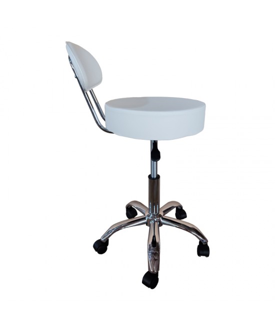 Σκαμπό γραφείου-εργασίας τροχήλατο με πλάτη Tebere pakoworld pu σε λευκή απόχρωση 35x35x65-77εκ