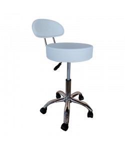 Σκαμπό γραφείου-εργασίας τροχήλατο με πλάτη Tebere pakoworld pu σε λευκή απόχρωση 35x35x65-77εκ