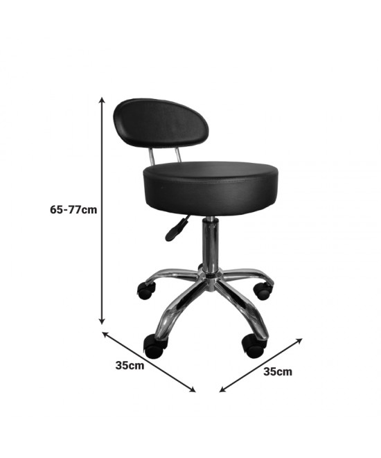 Σκαμπό γραφείου-εργασίας τροχήλατο με πλάτη Tebere pakoworld pu σε λευκή απόχρωση 35x35x65-77εκ