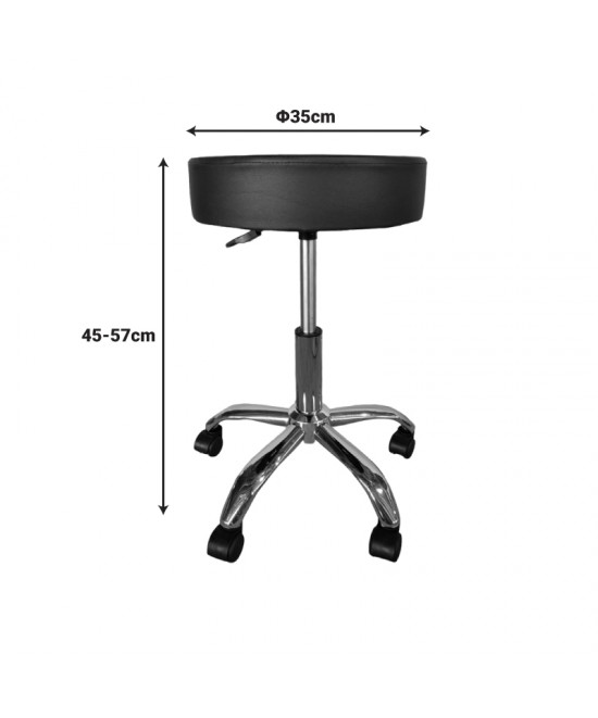 Σκαμπό γραφείου-εργασίας τροχήλατο Tebere pakoworld pu σε μαύρη απόχρωση 35x35x45-57εκ