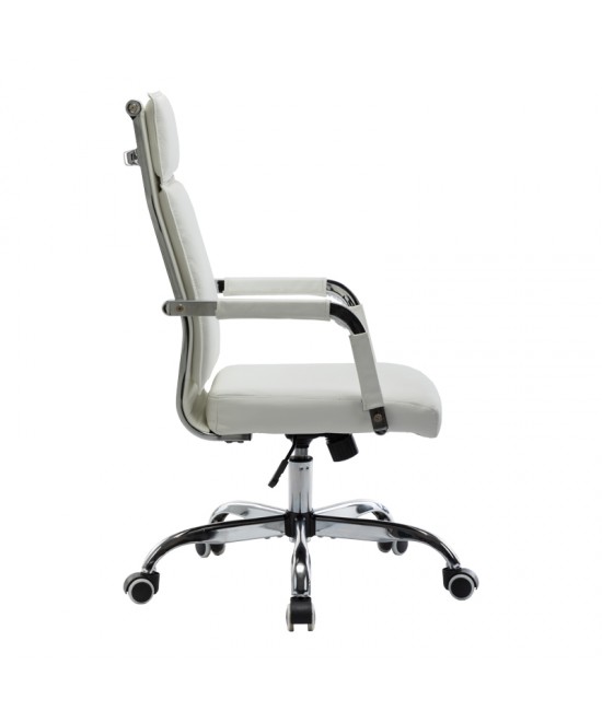 Καρέκλα γραφείου διευθυντη Mavel pakoworld PU λευκό 55x62x100-110εκ