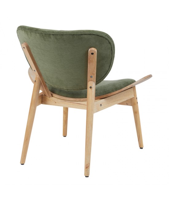 Πολυθρόνα Udalle pakoworld ξύλο σε φυσική απόχρωση με λαδί ύφασμα 77x70x81εκ