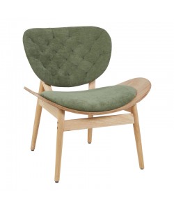 Πολυθρόνα Udalle pakoworld ξύλο σε φυσική απόχρωση με λαδί ύφασμα 77x70x81εκ