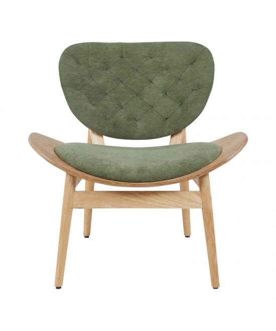 Πολυθρόνα Udalle pakoworld ξύλο σε φυσική απόχρωση με λαδί ύφασμα 77x70x81εκ