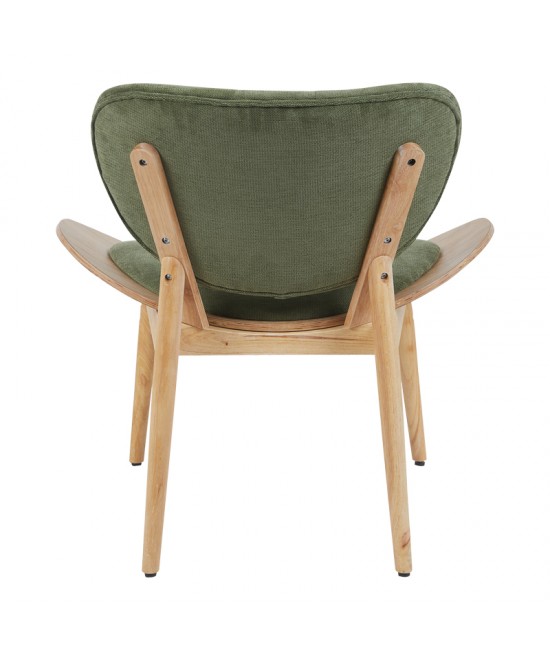 Πολυθρόνα Udalle pakoworld ξύλο σε φυσική απόχρωση με λαδί ύφασμα 77x70x81εκ