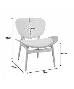 Πολυθρόνα Udalle pakoworld ξύλο σε φυσική απόχρωση με λαδί ύφασμα 77x70x81εκ