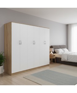 Ντουλάπα εξάφυλλη Lego ΙΙ pakoworld sonoma-λευκή 240x42x180εκ