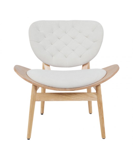 Πολυθρόνα Udalle pakoworld ξύλο σε φυσική απόχρωση με μπεζ ύφασμα 77x70x81εκ