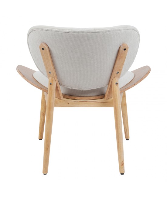 Πολυθρόνα Udalle pakoworld ξύλο σε φυσική απόχρωση με μπεζ ύφασμα 77x70x81εκ