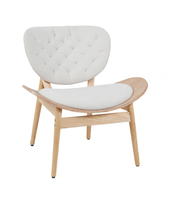 Πολυθρόνα Udalle pakoworld ξύλο σε φυσική απόχρωση με μπεζ ύφασμα 77x70x81εκ