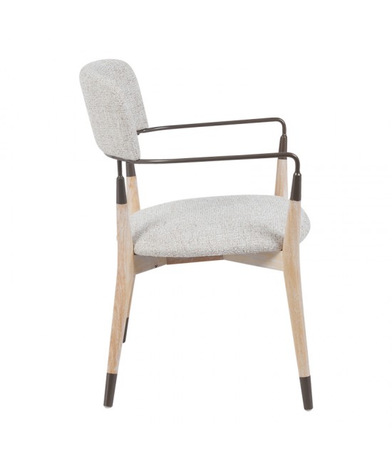 Πολυθρόνα Sentana pakoworld μέταλλο-ξύλο και ύφασμα σε μπεζ-καφέ απόχρωση 56.5x56x79εκ