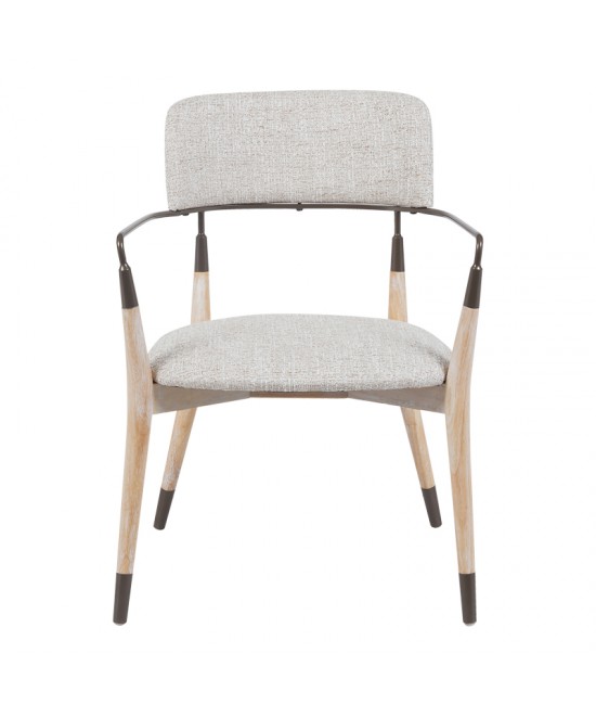 Πολυθρόνα Sentana pakoworld μέταλλο-ξύλο και ύφασμα σε μπεζ-καφέ απόχρωση 56.5x56x79εκ