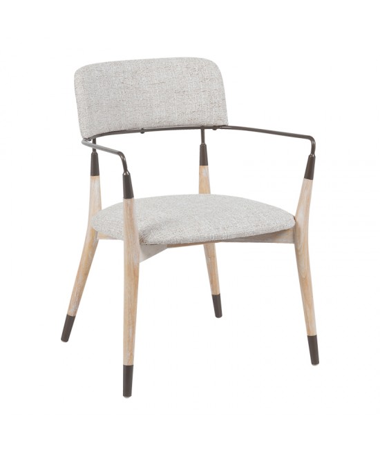 Πολυθρόνα Sentana pakoworld μέταλλο-ξύλο και ύφασμα σε μπεζ-καφέ απόχρωση 56.5x56x79εκ