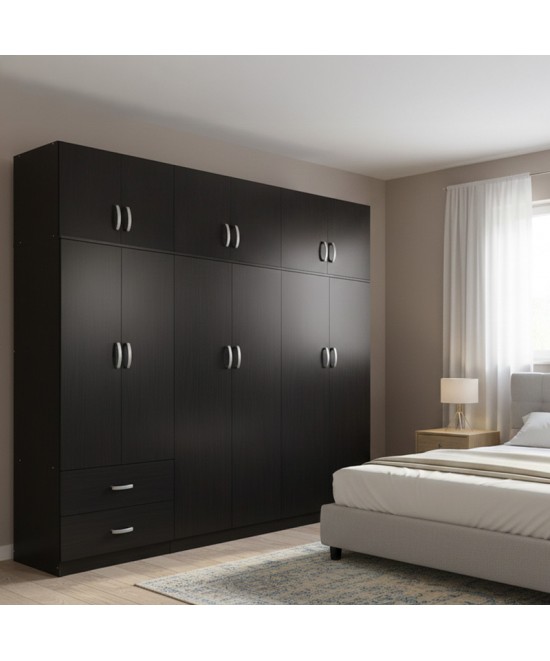 Ντουλάπα εξάφυλλη με πατάρι Lego I pakoworld wenge 240x42x240εκ
