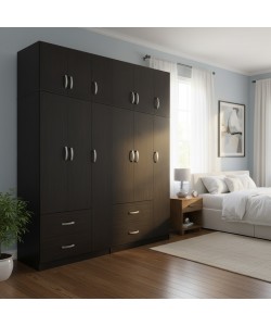 Ντουλάπα εξάφυλλη με πατάρι Lego pakoworld wenge 180x42x240εκ