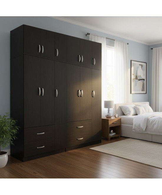 Ντουλάπα εξάφυλλη με πατάρι Lego pakoworld wenge 180x42x240εκ