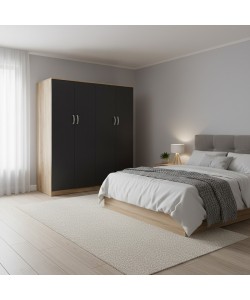 Ντουλάπα τετράφυλλη Lego Ι pakoworld sonoma-ανθρακί 160x42x180εκ