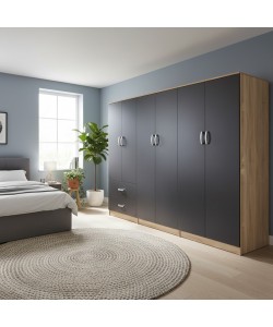 Ντουλάπα εξάφυλλη Lego I pakoworld sonoma-ανθρακί 240x42x180εκ