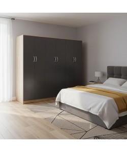 Ντουλάπα εξάφυλλη Lego ΙΙ pakoworld sonoma-ανθρακί 240x42x180εκ