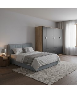 Ντουλάπα εξάφυλλη Lego pakoworld sonoma-ανθρακί 240x42x180εκ