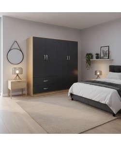 Ντουλάπα τετράφυλλη Lego pakoworld sonoma-ανθρακί 160x42x180εκ