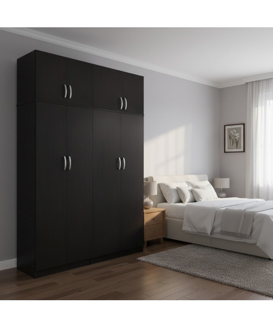 Ντουλάπα τετράφυλλη με πατάρι Lego Ι pakoworld wenge 160x42x240εκ