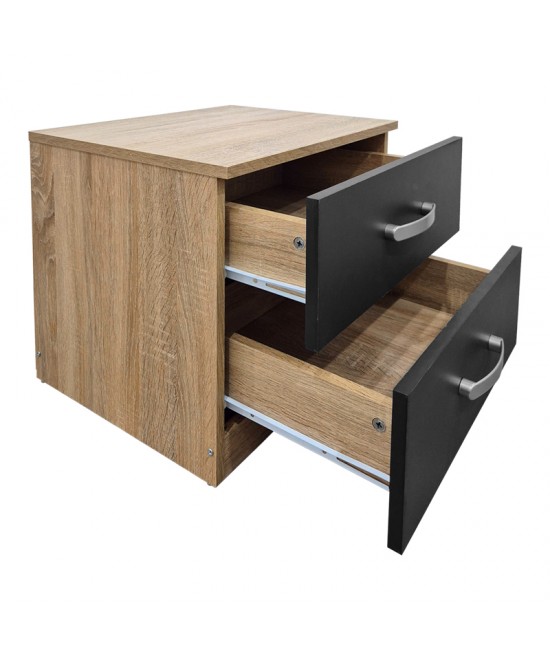 Κομοδίνο Athos pakoworld σε sonoma-ανθρακί απόχρωση 48x40x41.5εκ