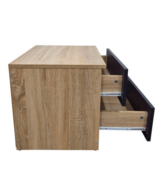 Κομοδίνο Athos pakoworld σε sonoma-ανθρακί απόχρωση 48x40x41.5εκ