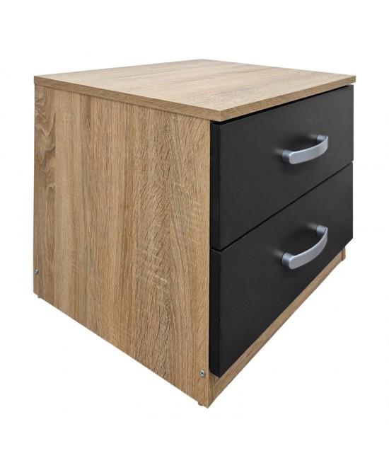 Κομοδίνο Athos pakoworld σε sonoma-ανθρακί απόχρωση 48x40x41.5εκ