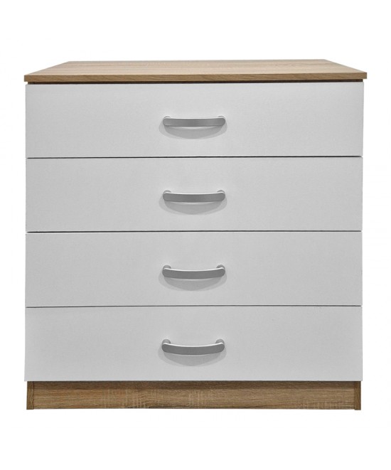 Συρταριέρα Athos pakoworld σε sonoma-λευκή απόχρωση 80x40x79εκ Συρταριέρα Athos pakoworld σε sonoma-λευκή απόχρωση 80x40x79εκ