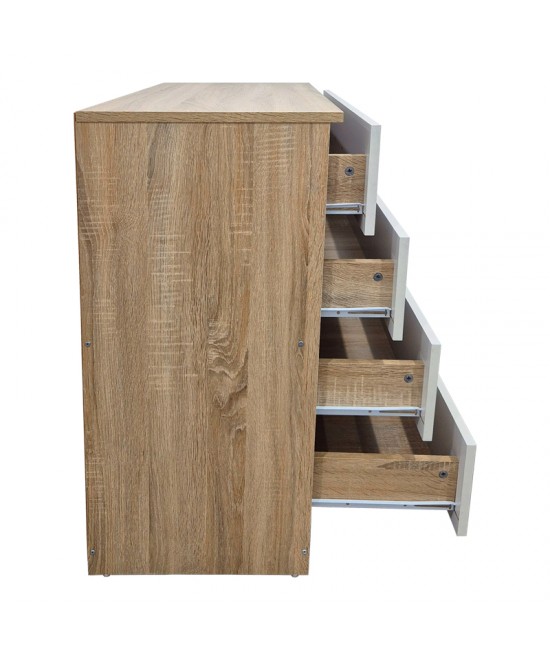 Συρταριέρα Athos pakoworld σε sonoma-λευκή απόχρωση 80x40x79εκ Συρταριέρα Athos pakoworld σε sonoma-λευκή απόχρωση 80x40x79εκ