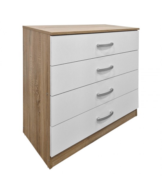 Συρταριέρα Athos pakoworld σε sonoma-λευκή απόχρωση 80x40x79εκ Συρταριέρα Athos pakoworld σε sonoma-λευκή απόχρωση 80x40x79εκ