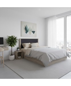 Κρεβάτι Athos pakoworld σε sonoma-ανθρακί απόχρωση 140x200εκ