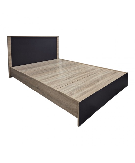 Κρεβάτι Athos pakoworld σε sonoma-ανθρακί απόχρωση 140x200εκ