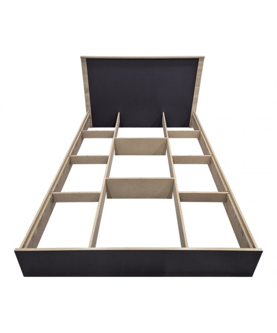 Κρεβάτι Athos pakoworld σε sonoma-ανθρακί απόχρωση 140x200εκ