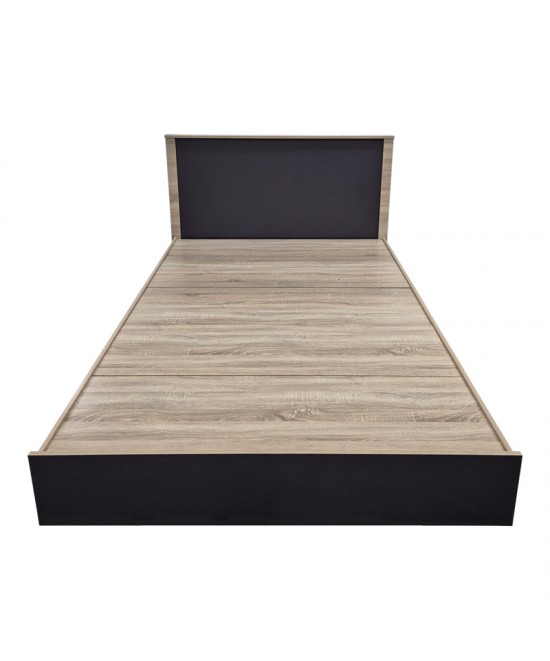 Κρεβάτι Athos pakoworld σε sonoma-ανθρακί απόχρωση 140x200εκ