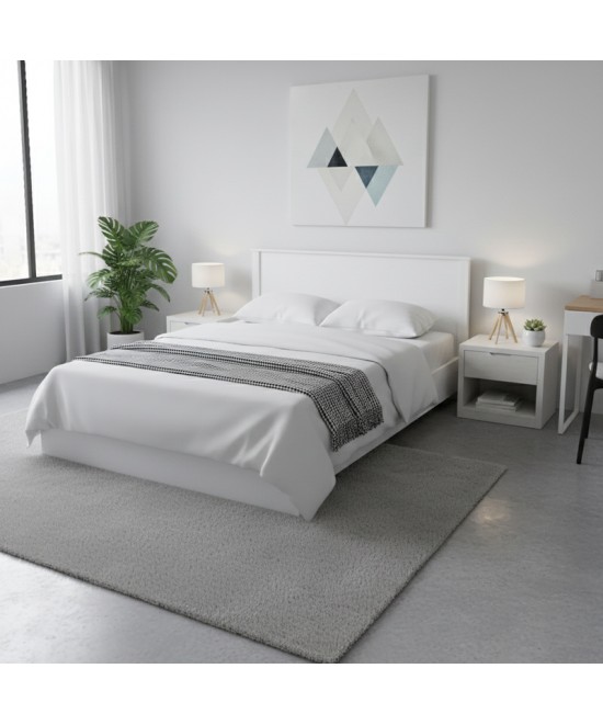 Κρεβάτι Athos pakoworld σε λευκή απόχρωση 160x200εκ