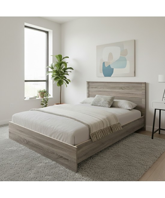 Κρεβάτι Athos pakoworld σε sonoma απόχρωση 140x200εκ